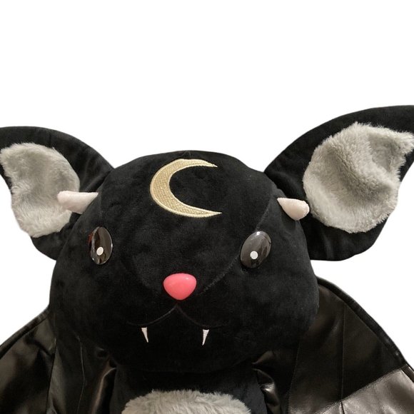 Gothic Vampire Bat Plush Crescent Moon (Dreams Fears) 14 X 24 Black & Gray - Picture 2 of 7